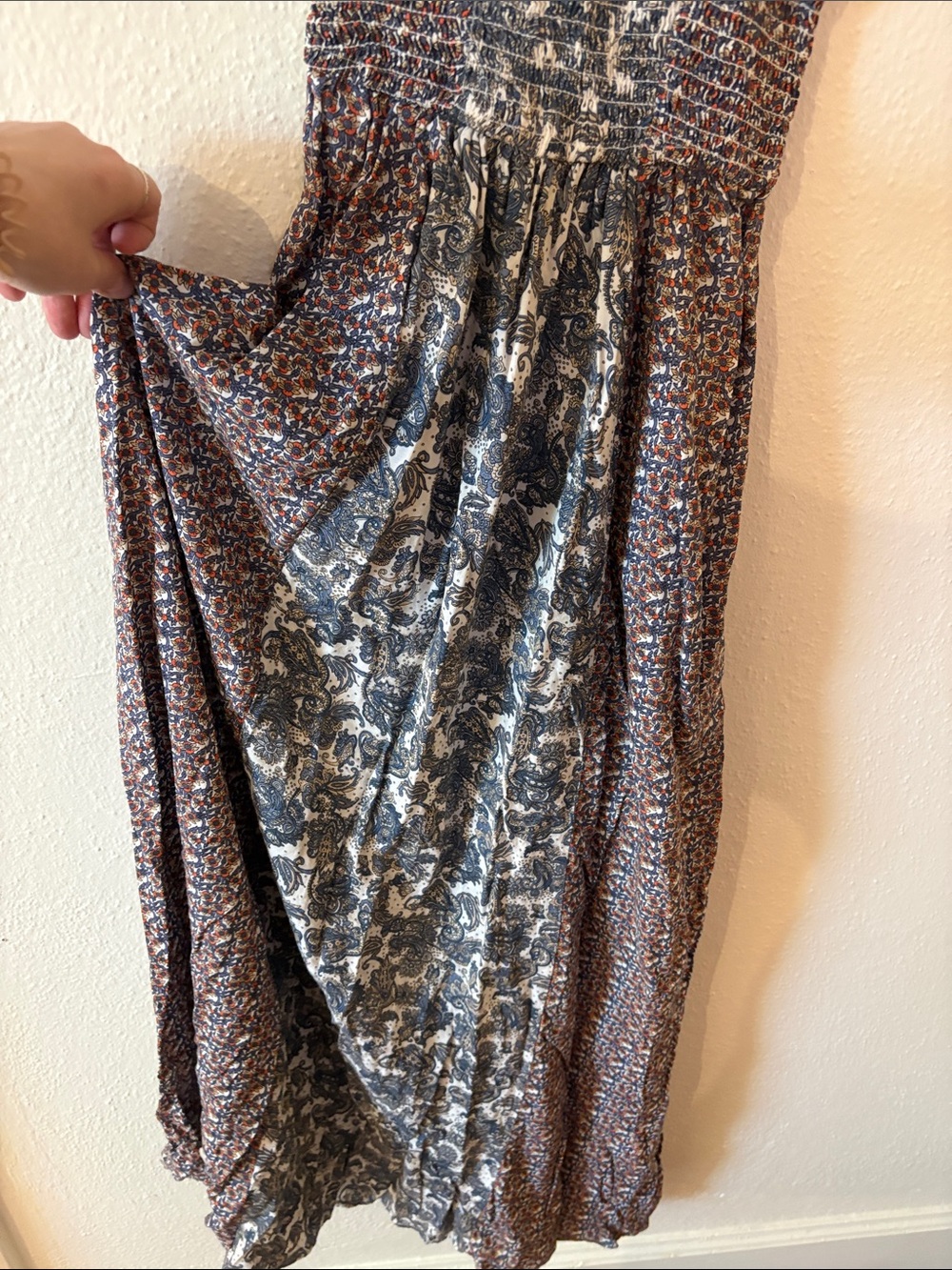 Japna Mixed Floral Halter Maxi Dress in Blue and Brown - Picture 4 of 13